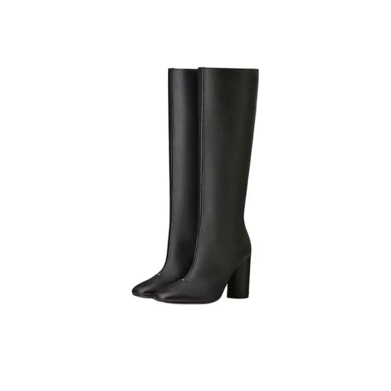 HERMES DRESSAGE Knee-High Boots 9.5cm Women's Black-2