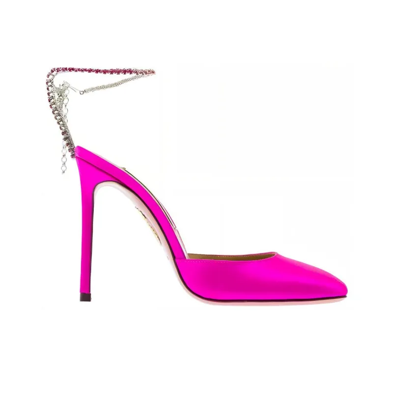 AQUAZZURA 110mm Crystal-embellished Satin Pumps-1