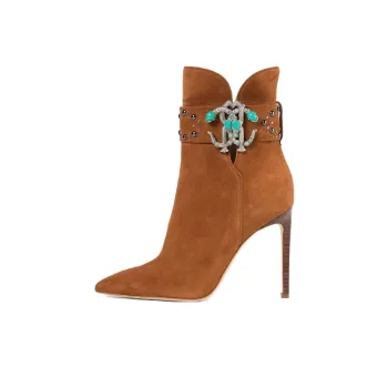 Roberto Cavalli Logo-plaque Suede Booties