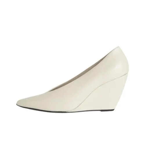 Loro Piana Viola Wedge Heel High Heels 8cm Women's White