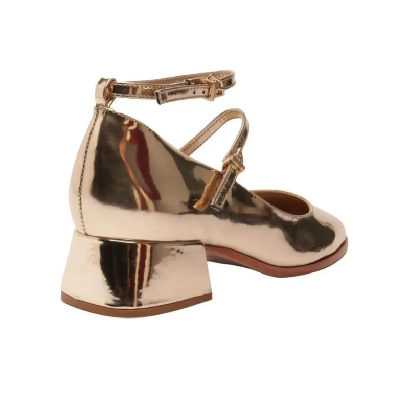 Schutz Dorothy Chunky Heel High Heels 4cm Women's Gold-4