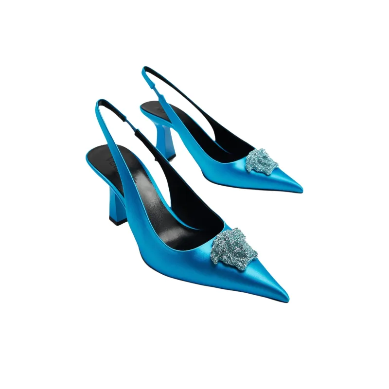 VERSACE La Medusa High Heels 7cm Women's Blue-2