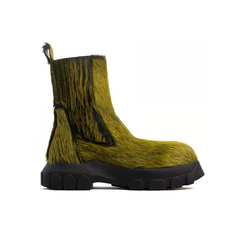 Rick Owens DRKSHDW Short Chelsea Boots Men's Green-1