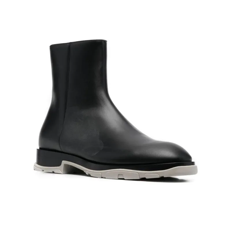 Alexander McQueen Half Leather Boot Black Grey-1