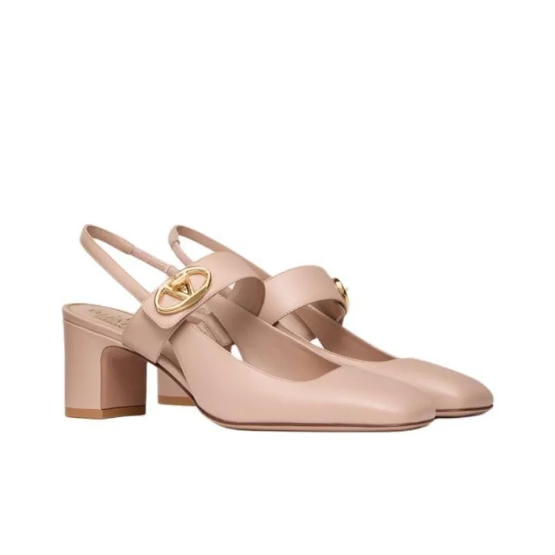 Valentino VLogo Signature Square Toe Slingback Pumps-2