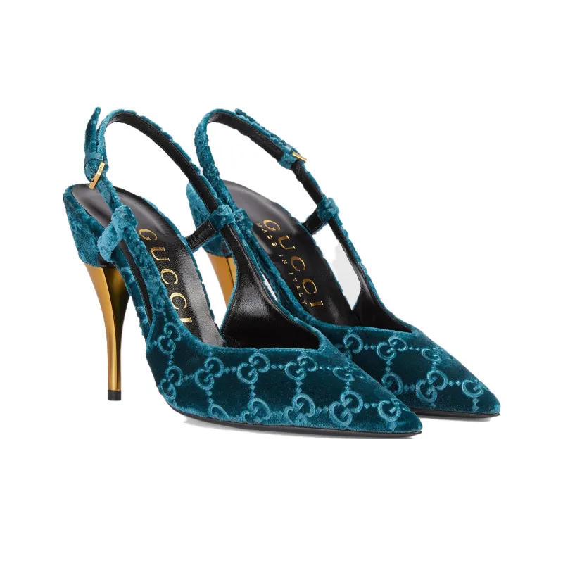 GUCCI Slim Heel High Heels 10.5cm Women's Blue-2
