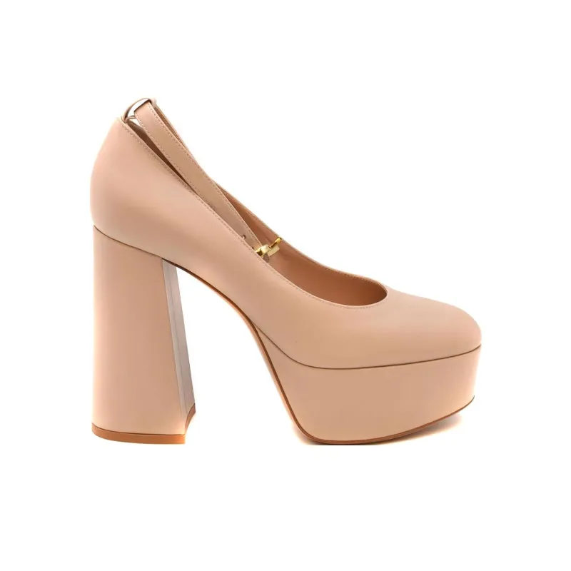 GIANVITO ROSSI Chunky Heel High Heels 7cm Women's Light Brown-1
