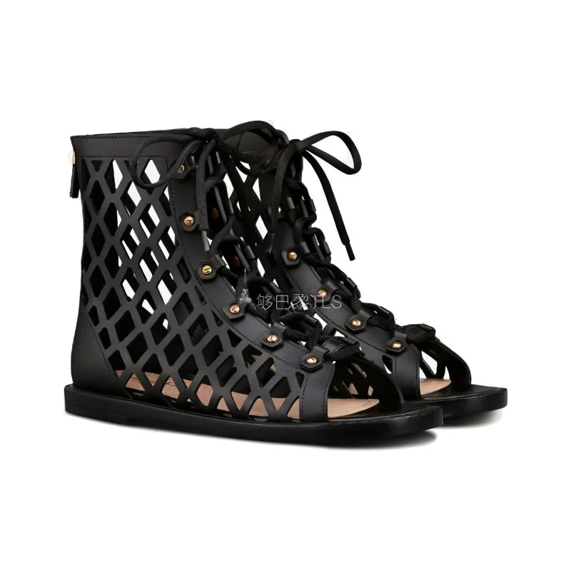DIOR D Trap Ankle Boot Black Calfskin And Shearling Women's-2