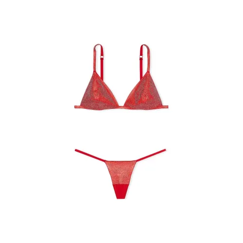 Victoria's Secret 24 Big Show Collection Very Sexy Shine Triangle Bralette/L Underwear Set Women's Red