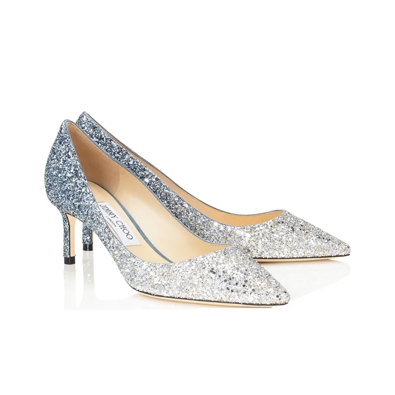 Jimmy Choo ROMY Slim Heel High Heels 6cm Women's Silver-2
