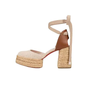 CL LUBOTING Chunky Heel High Heels 7cm Women's Ecru