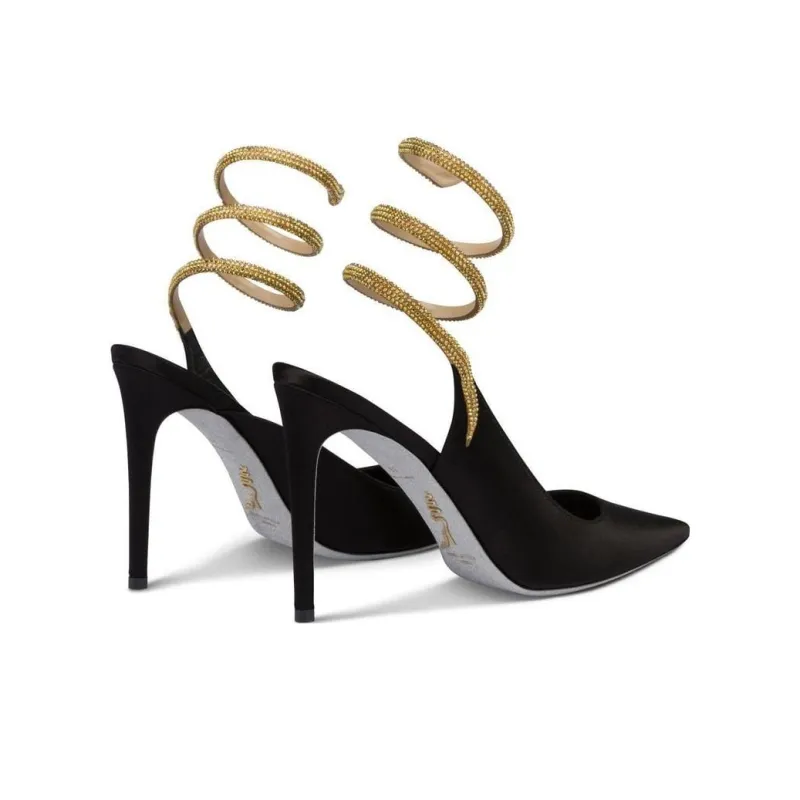 René Caovilla Cleo 80mm Rhinestone-embellished Satin Pumps-3