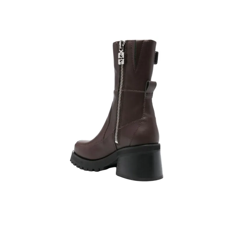 GANNI Ankle Boots 7cm Women's Brown-3