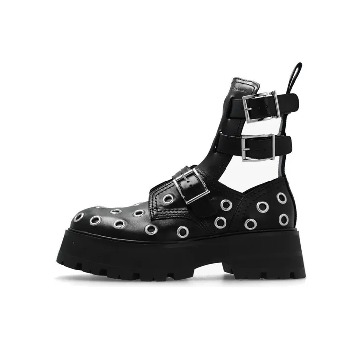 Alexander McQueen Eyelet Detailed Strappy Boots Women's-0