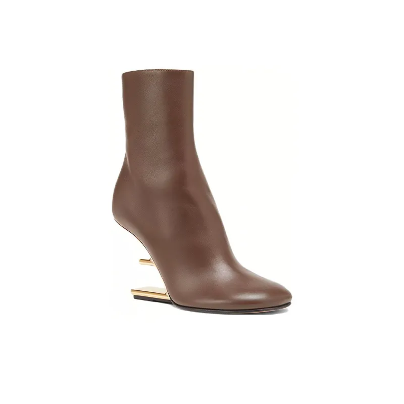 FENDI Fendi First Ankle Boots 9.5cm Women's Brown-2