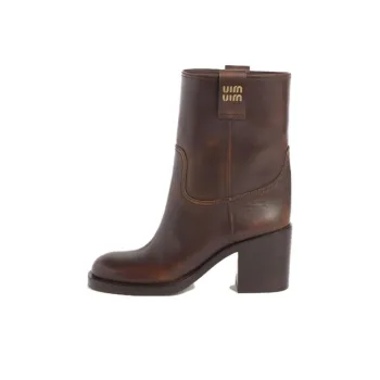 MIU MIU Ankle Boots 7.5cm Women's Ochre Brown