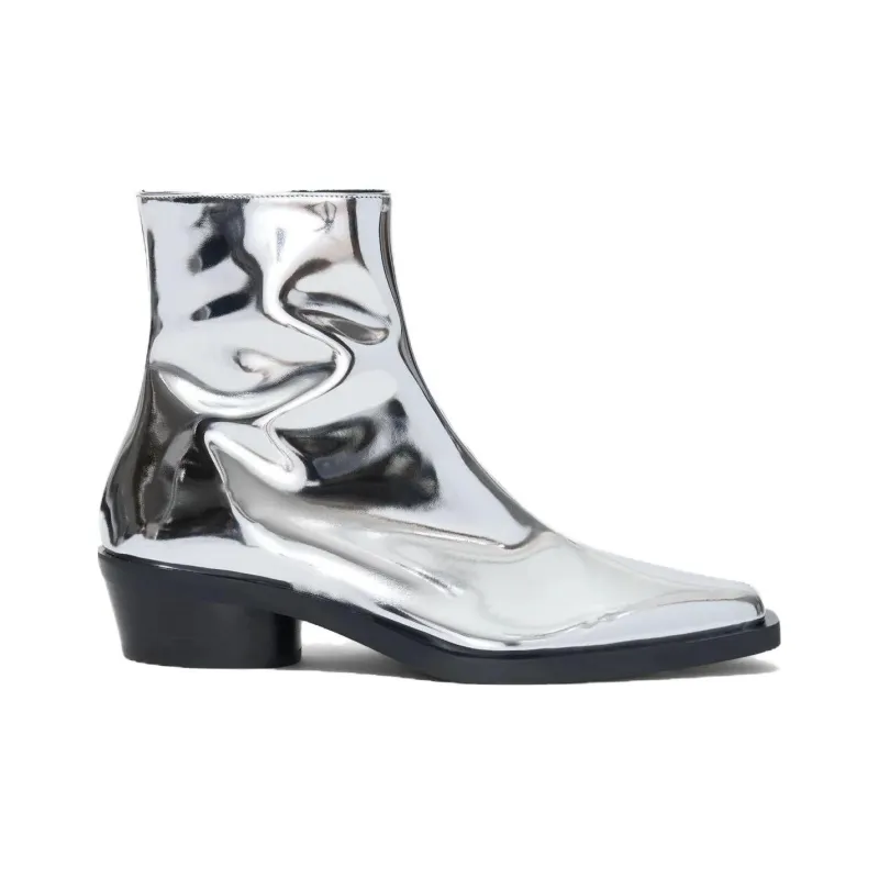 PROENZA SCHOULER Bronco Mirrored-finish Ankle Boots-4