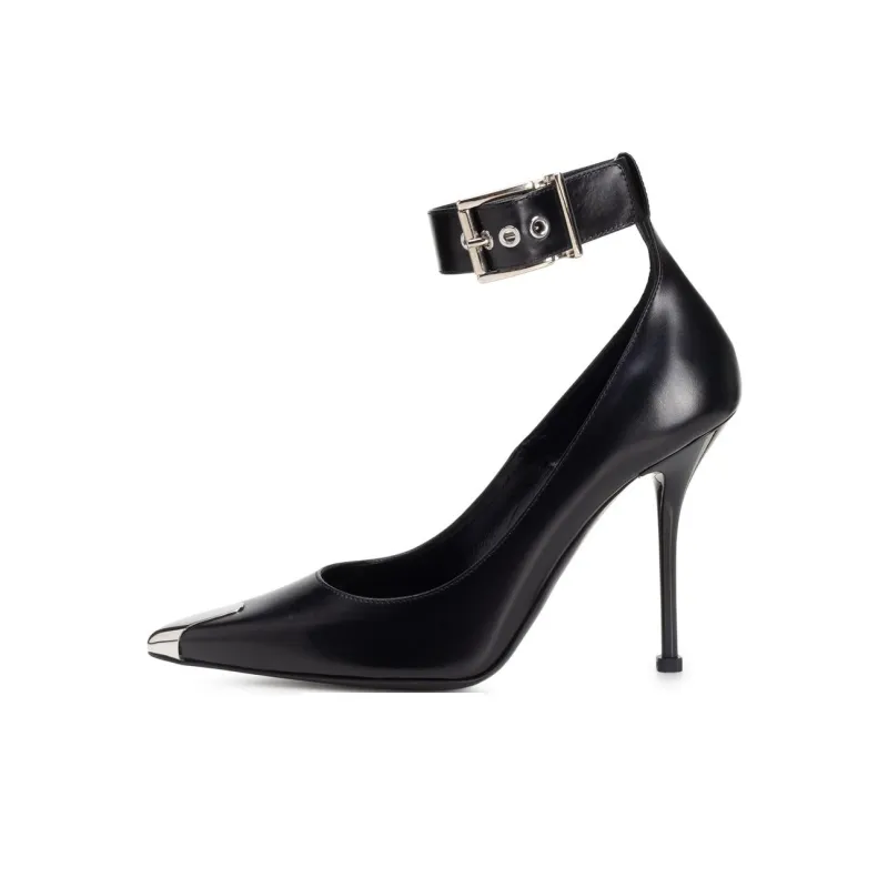 Alexander McQueen Pointed Toe Buckle Strap Detailed Pumps-0