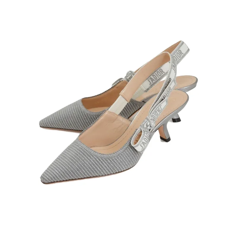 DIOR J'Adior Flared Heel High Heels Women's Silver-2