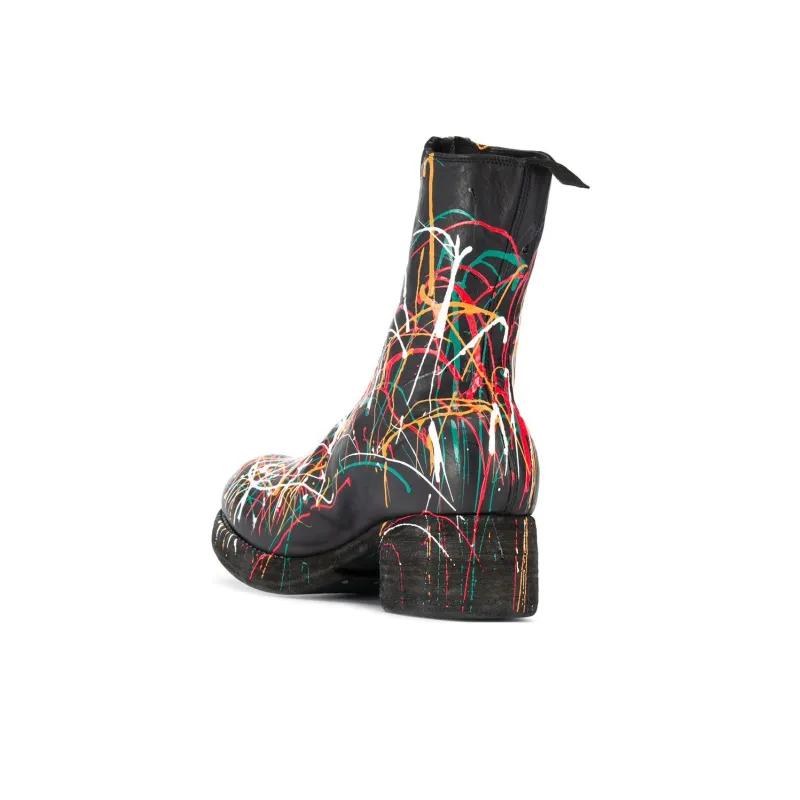 GUIDI Paint Splattered Ankle Boots-3