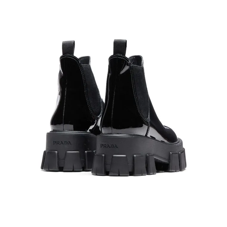 PRADA Monolith Ankle Length Chelsea Boots Women's Black-3