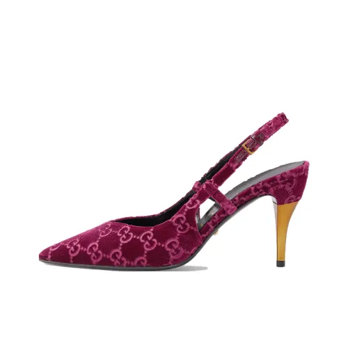 GUCCI Slim Heel High Heels 8.5cm Women's Burgundy