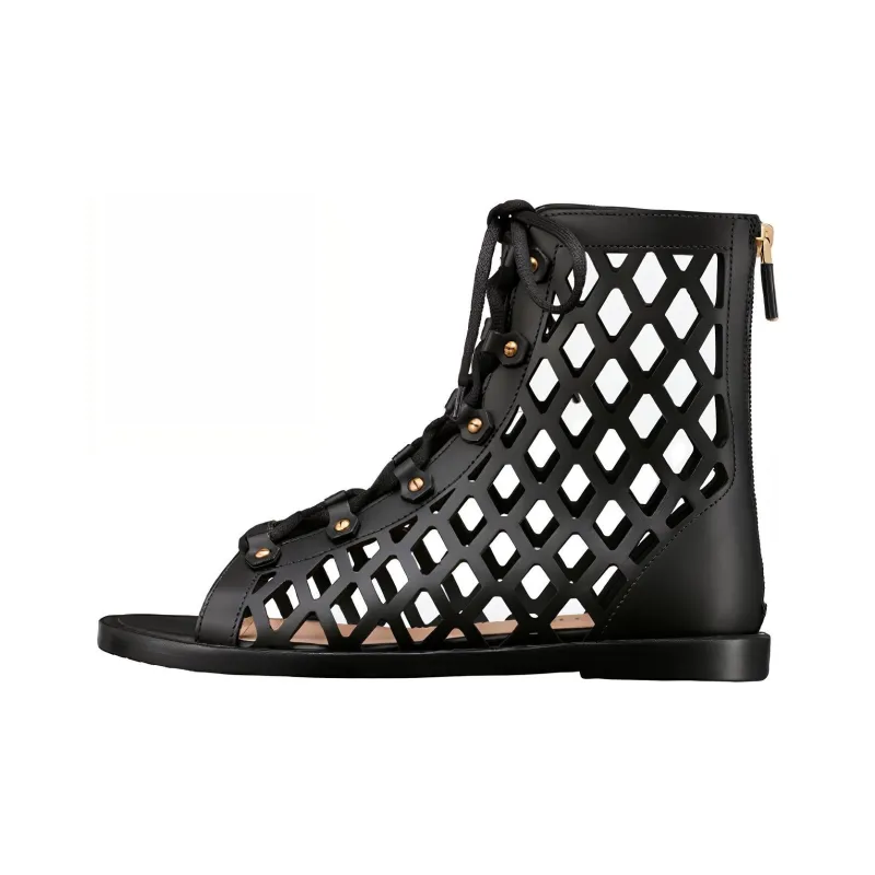 DIOR D Trap Ankle Boot Black Calfskin And Shearling Women's-0