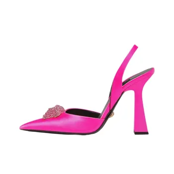VERSACE Crystal La Medusa 110mm Slingback Pumps Fuchsia Satin