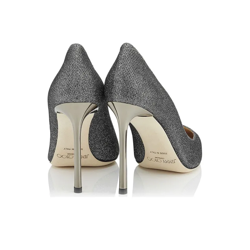 Jimmy Choo ROMY Slim Heel High Heels 10cm Women's Carbon Gray-3
