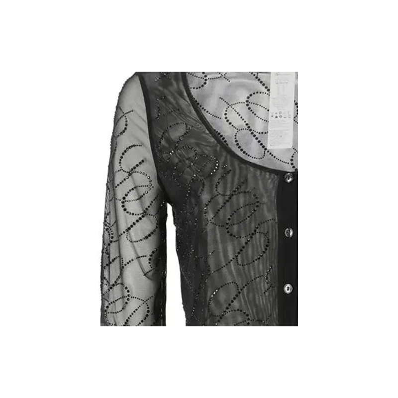 Blumarine Logo Embellished Semi Sheer Cropped Top-5
