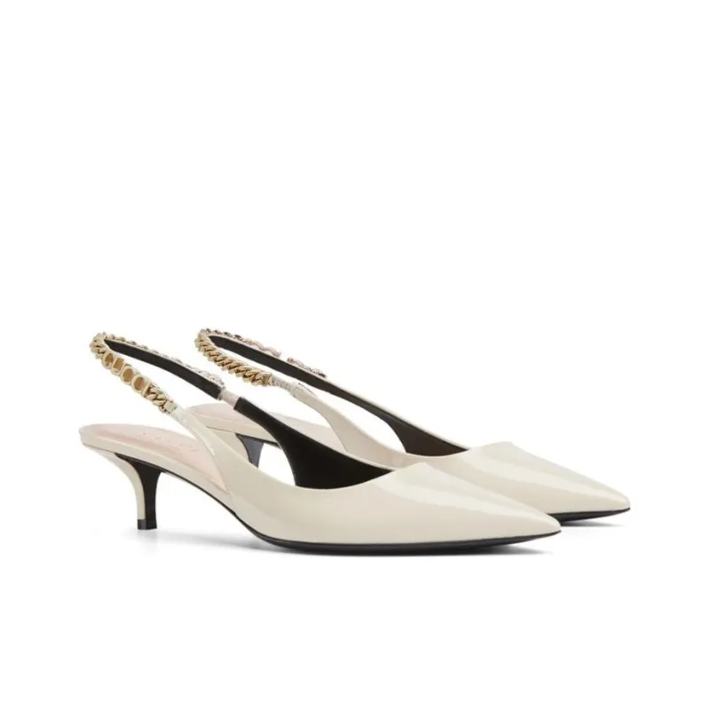 GUCCI SLINGBACK Slim Heel High Heels 4.5cm Women's White-1