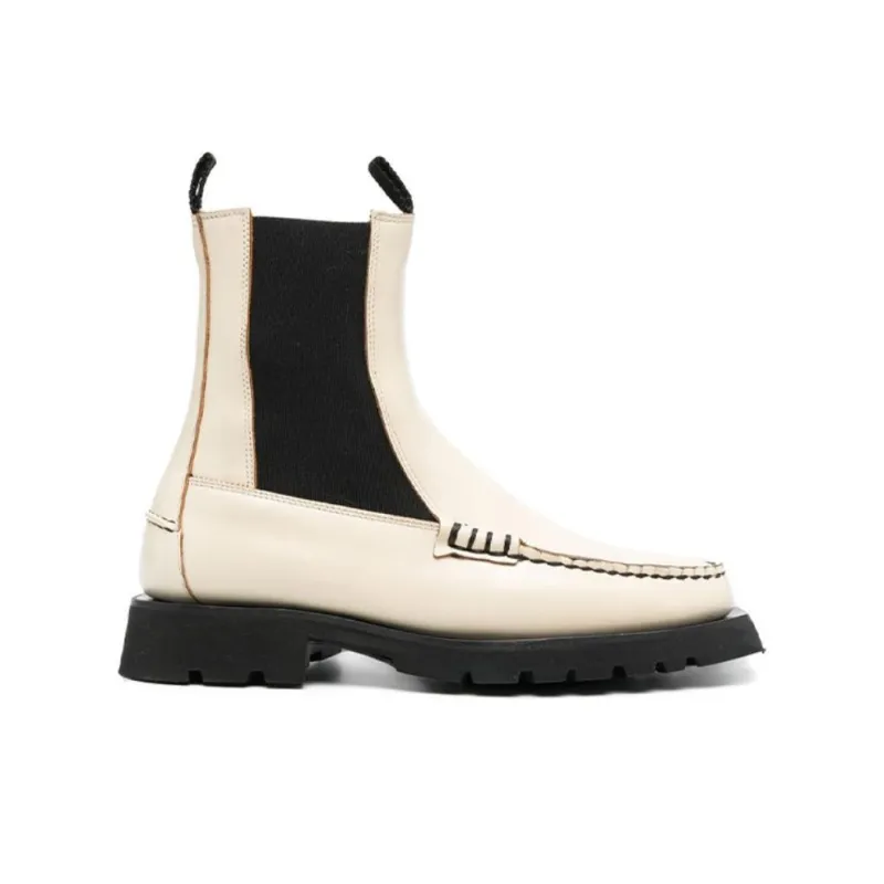 Hereu Alda Short Chelsea Boots Women's White-1
