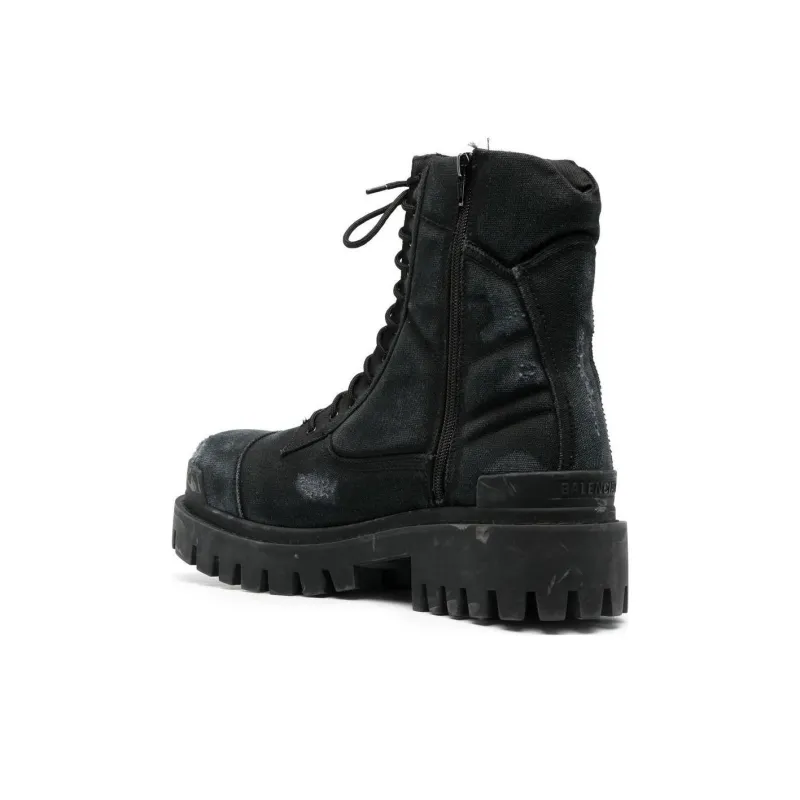 Balenciaga Combat Strike Boots 'Washed Black Cotton'-4
