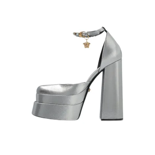 VERSACE Chunky Heel High Heels Women's Gray