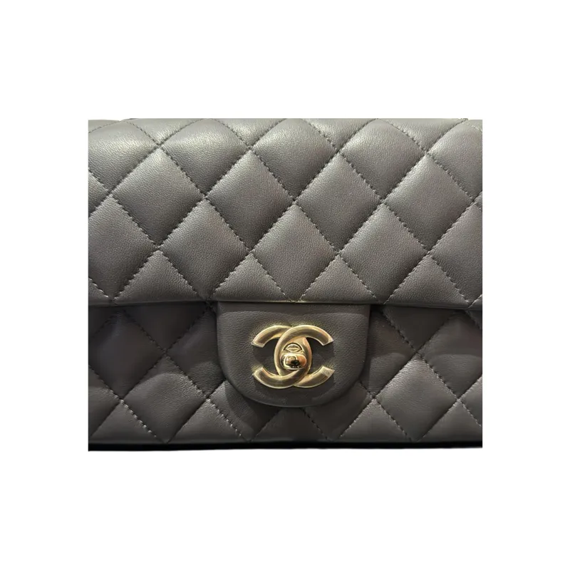 CHANEL Classic Flap CF Lambskin Shoulder Bag, Crossbody Bag Mini Women's Dark Gray-3