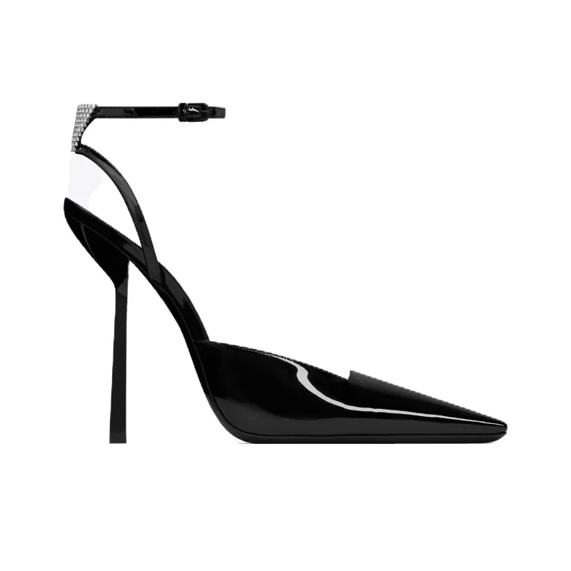 SAINT LAURENT Anouk 115mm Leather Slingback Pumps-1