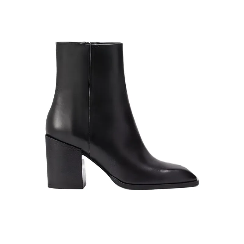Aeyde Leandra Black Calf Ankle Boots 7.5cm Women's Black-1