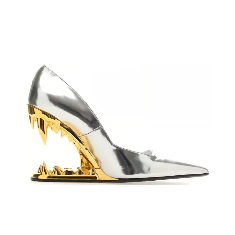 GCDS Morso Irregular Heel High Heels Women's Silver-1
