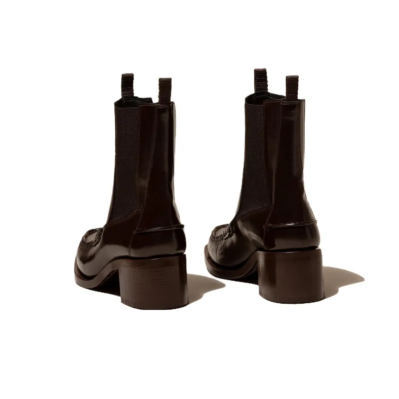 Hereu Alda Short Chelsea Boots Women's Dark Brown-2
