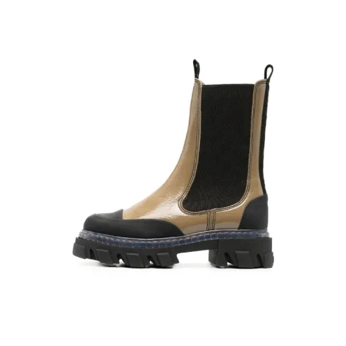 GANNI Short Chelsea Boots 5cm Women's Umber Black