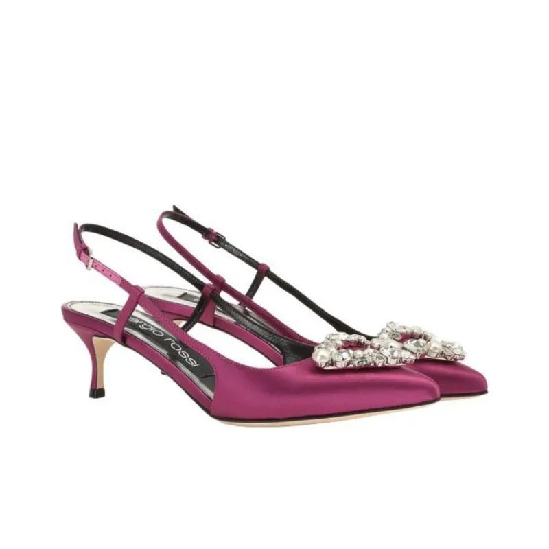 SERGIO ROSSI Godiva Slim Heel High Heels 5cm Women's Purple-2