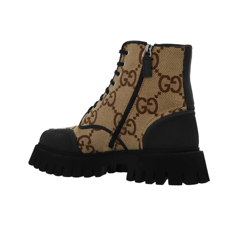 GUCCI Maxi GG Lace Up Boots Camel-3