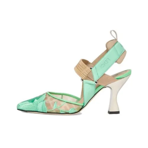 FENDI Colibri Flared Heel High Heels 8.5cm Women's Green