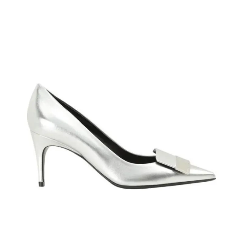 SERGIO ROSSI SR1 75mm Metallic-finish Leather Pumps-1