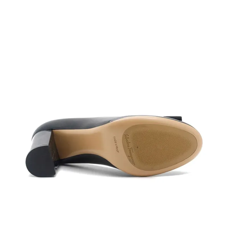 FERRAGAMO Chunky Heel High Heels Women's Black-3