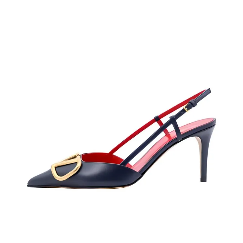 Valentino VLogo Signature Pointed Toe Slingback Pumps-0