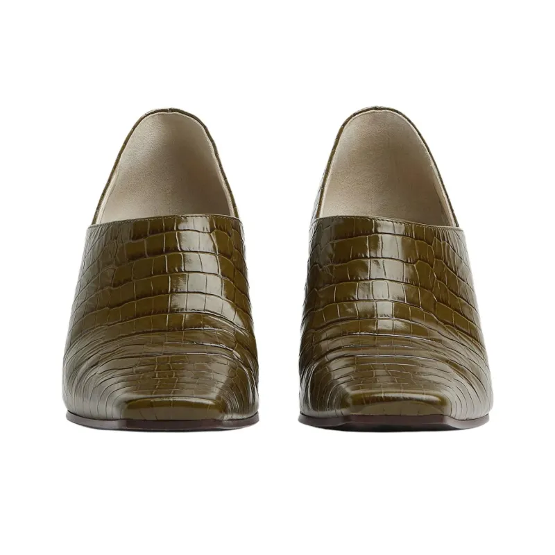 Bottega Veneta Lewis Irregular Heel High Heels 7.5cm Women's Olive Green-2