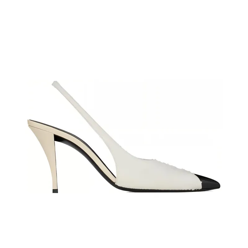 SAINT LAURENT Vesper Slim Heel High Heels 9cm Women's White-1
