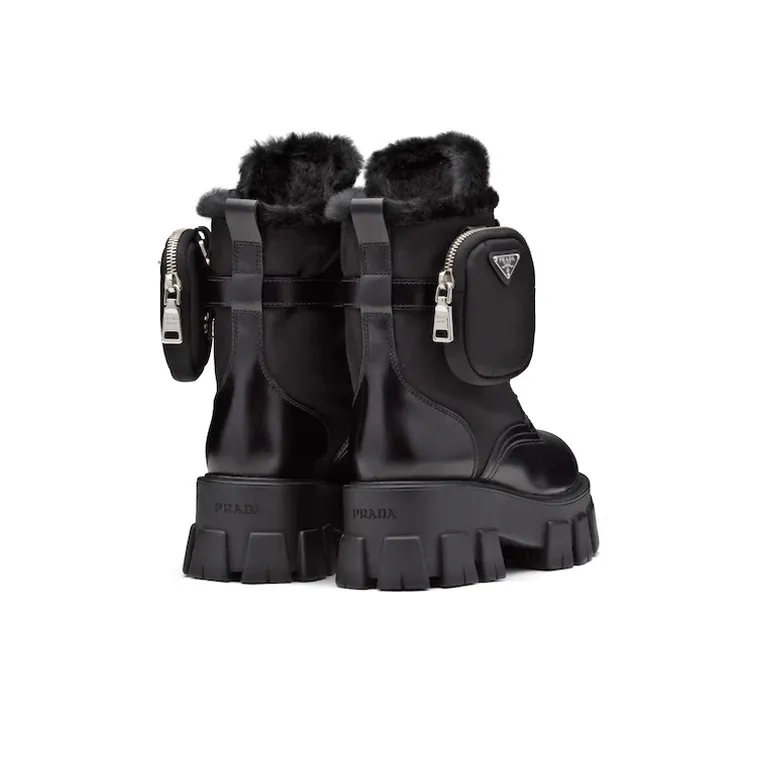 PRADA Monolith Ankle Boots Women's Black-4