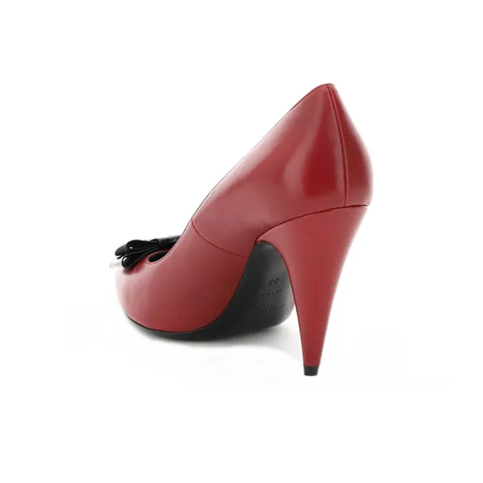 SAINT LAURENT Anais Cone Heel High Heels Women's Vibrant Red-2